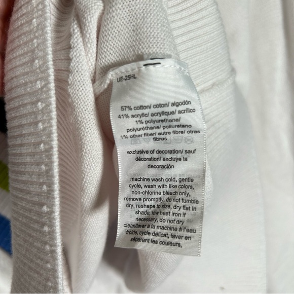 Tommy Hilfiger Women's White Striped-Trim Cropped V-Neck Sweater Top Size L NEW - Picture 6 of 6